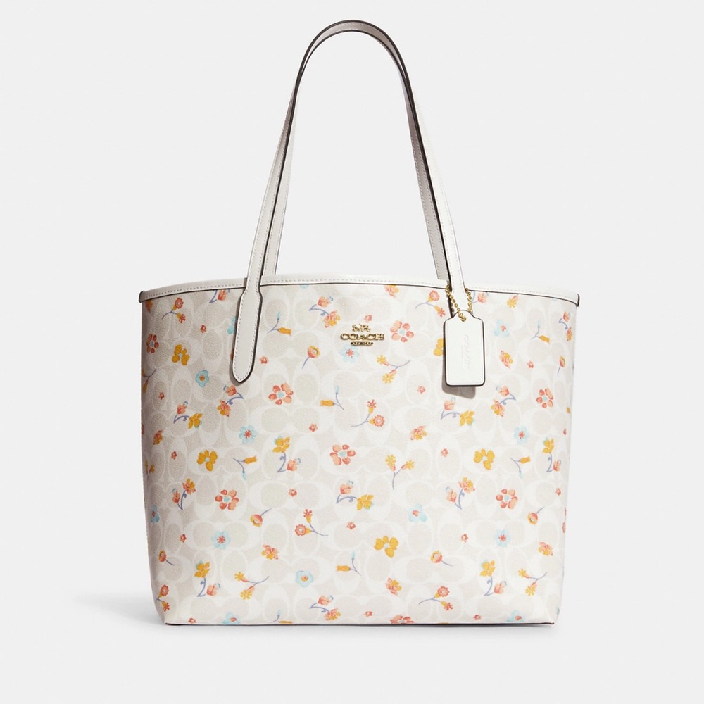 NWT Coach City Tote In Signature Canvas With Mystical Floral Print